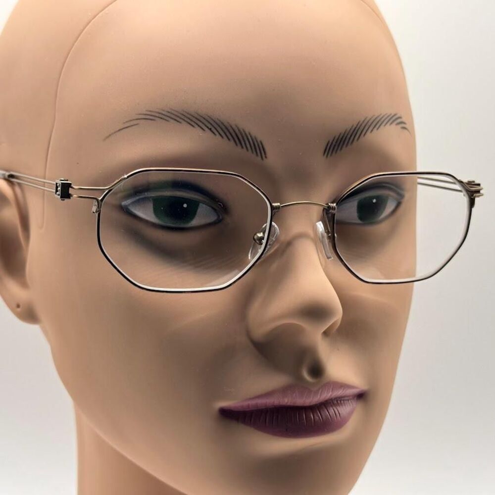 Vintage 90s Thin Metal Geometric Eyeglass Frames with New Non-RX Lenses | Italy